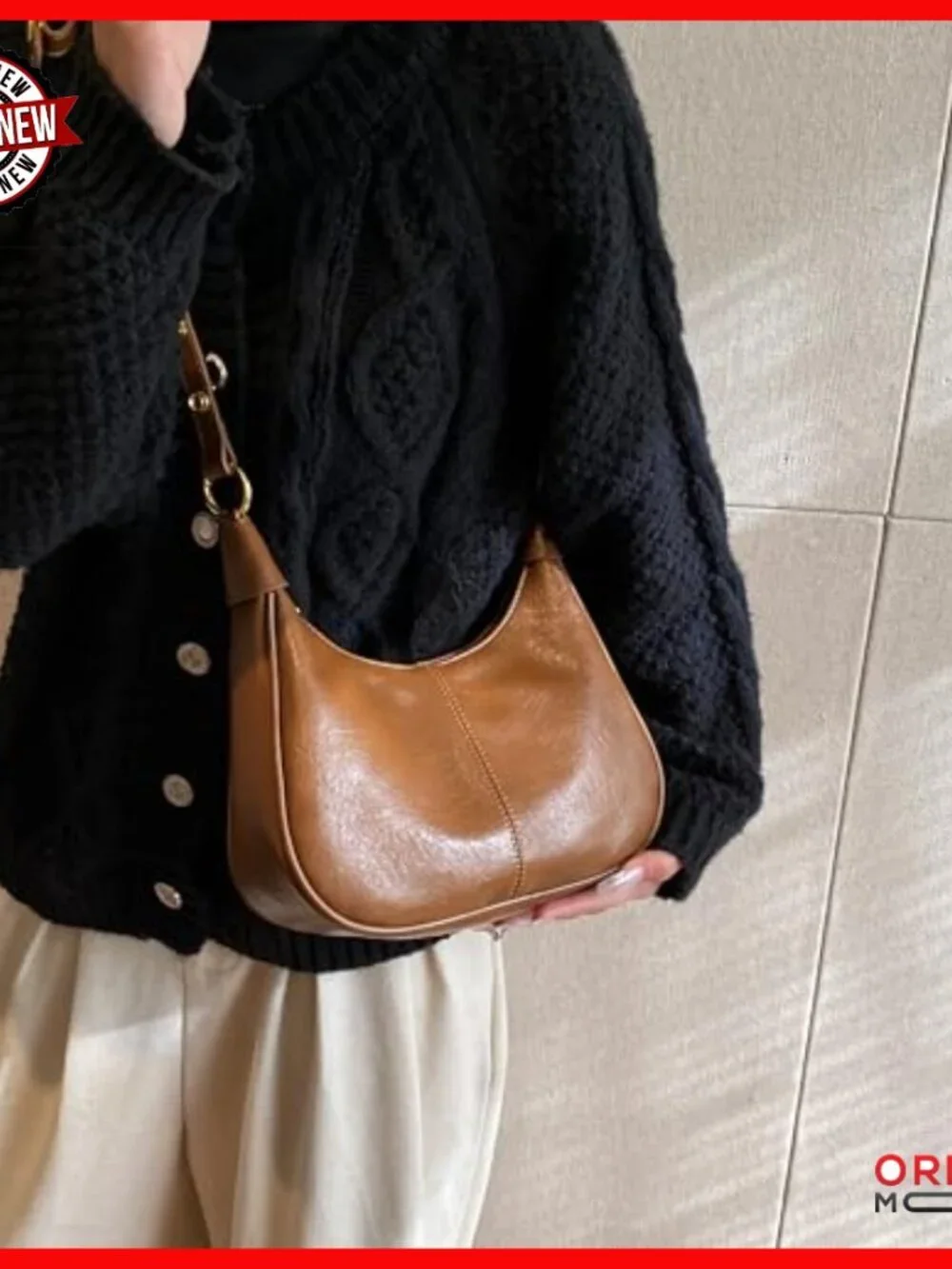 Small Hobo Shoulder Bag Vegan Leather Adjustable Strap Crossbody Purse